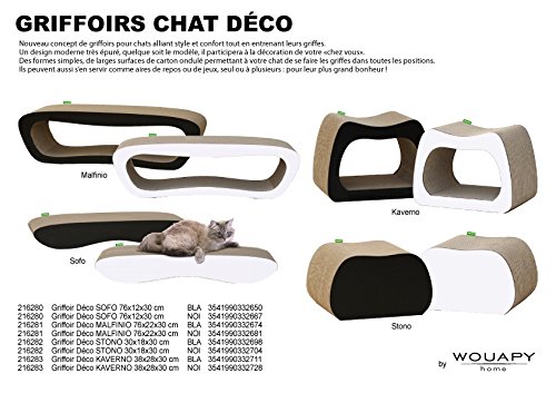 Wouapy – Rascador Decorativo para Gatos – Rascador Totalmente de cartón – Diseño Moderno y puré – Gran Superficie de cartón para arañar – Pensado para el Confort de los Gatos, Color Negro