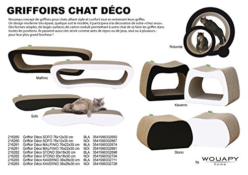Wouapy – Rascador Decorativo para Gatos – Rascador Totalmente de cartón – Diseño Moderno y puré – Gran Superficie de cartón para arañar – Pensado para el Confort de los Gatos, Color Negro