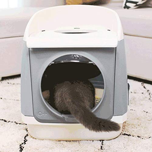 WPETM Cabina Lavabo de Arena para Gatos Completamente Cerrado Olla Aseo para Gatos con Tapa contra Salpicaduras Caja de Arena para Gatos Tocador para Gatos,Azul