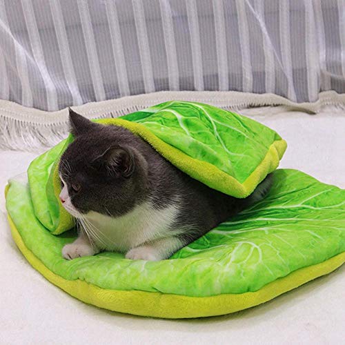 WTMLK Súper Suave Mascota Invierno Cálido Estera Suave Base Antideslizante Corta Felpa Almohadilla para Mascotas Cama Saco de Dormir Suministros para Gatos Burrito Pizza Aguacate, A2, M