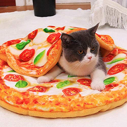 WTMLK Súper Suave Mascota Invierno Cálido Estera Suave Base Antideslizante Corta Felpa Almohadilla para Mascotas Cama Saco de Dormir Suministros para Gatos Burrito Pizza Aguacate, A2, M