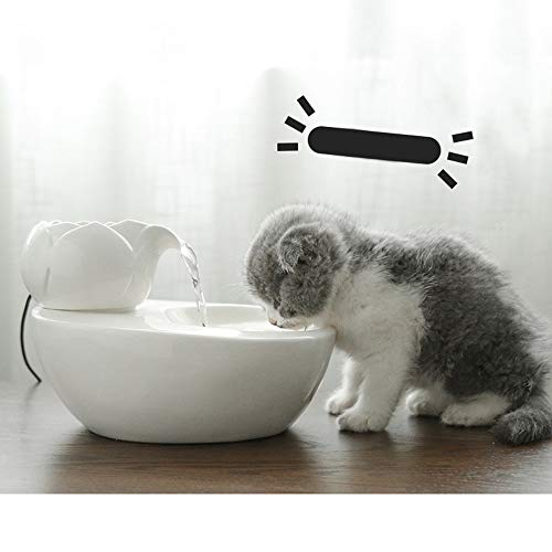 Wudimaoyiyouxian Alimentador automático de Ultra silencioso Agua de la Taza de cerámica Mudo estupendo del Gato del Perro casero de la Fuente de riego Potable alimentador automático de Agua