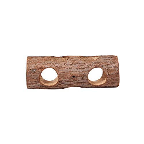 Wuyee 1 Unids Tono de Madera Hamster Jerbos Tubo de Túnel de Madera Natural Pájaro Gato Conejo Jugando Juguete 15 cm Durable y Práctico