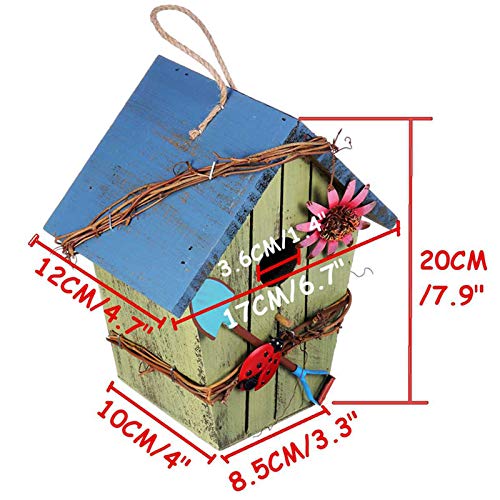 WZCXYX Casa De Pájaros De Madera Jaula De Pájaros Pintura Colorida Jardín Al Aire Libre Colgando Pájaros Casa Alimentador Artesanías Ecológicas(Color:mi)