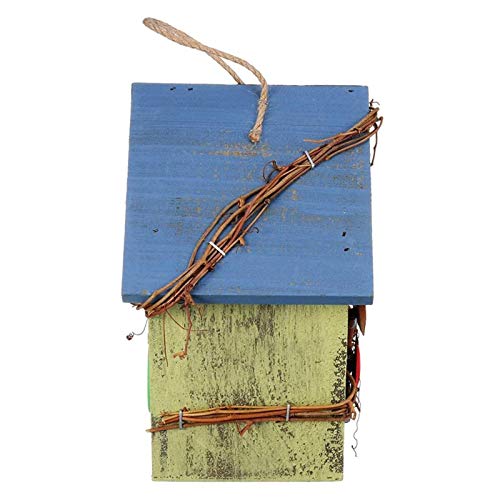 WZCXYX Casa De Pájaros De Madera Jaula De Pájaros Pintura Colorida Jardín Al Aire Libre Colgando Pájaros Casa Alimentador Artesanías Ecológicas(Color:mi)