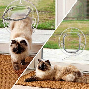 WZhen 4 Manera Redondo Claro Cierre Flap Puerta del Animal Doméstico Gato Pequeño Perro para La Pantalla Cristal Ventana Puerta del Animal Doméstico Cod