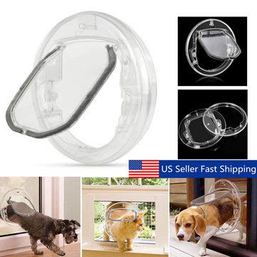 WZhen 4 Manera Redondo Claro Cierre Flap Puerta del Animal Doméstico Gato Pequeño Perro para La Pantalla Cristal Ventana Puerta del Animal Doméstico Cod