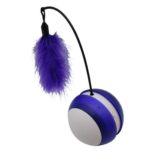 WZhen Tumbler Sports Sounding Ball Electric Pet Cat Toy Glowing Rolling Ball con Pluma Divertida Kitty Stick - Violeta