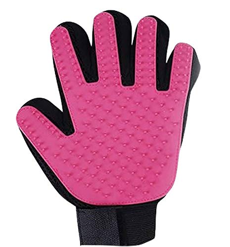 xiahe Guantes de silicona para mascotas con cepillo de pelo de perro suaves y eficientes, guantes de aseo para perros y gatos, suministros de limpieza (rosa)