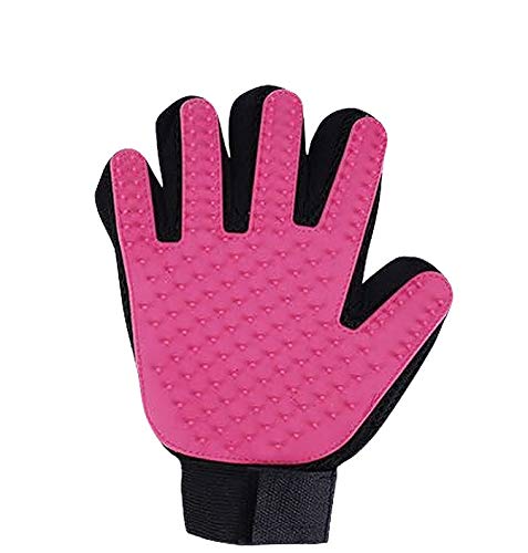 xiahe Guantes de silicona para mascotas con cepillo de pelo de perro suaves y eficientes, guantes de aseo para perros y gatos, suministros de limpieza (rosa)