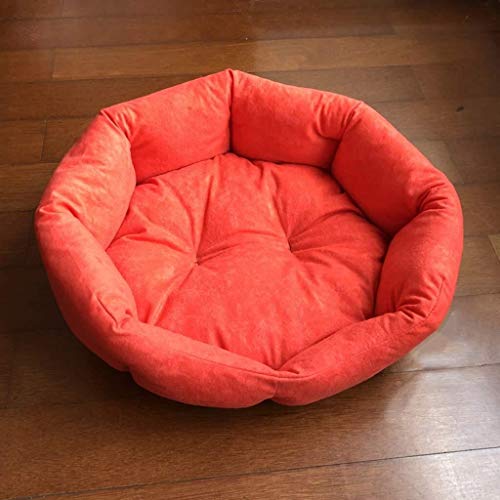Xihouxian Cama para Mascotas Colchoneta para Perros, Arena para Gatos, Color Sólido, Nido Octogonal Siamés De Cuatro Estaciones, Suministros para Mascotas De Color Rojo L10 (Size : S)