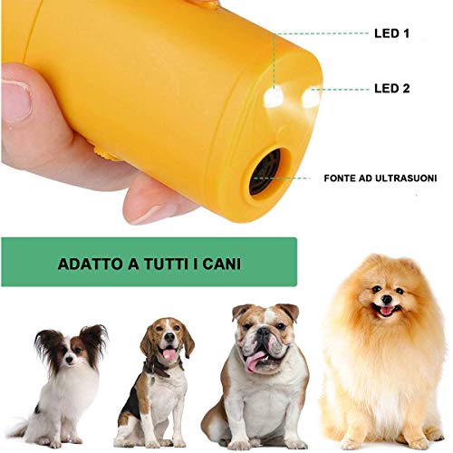 Xumier 2pcs Portátil para Detener Ladridos Ahuyentador Perros por Ultrasonido LED y Entrenador Dispositivo 3 en1Dispositivo Entrenamiento Perro para Entrenamiento Campamento al Aire Libre