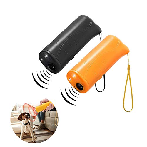 Xumier 2pcs Portátil para Detener Ladridos Ahuyentador Perros por Ultrasonido LED y Entrenador Dispositivo 3 en1Dispositivo Entrenamiento Perro para Entrenamiento Campamento al Aire Libre