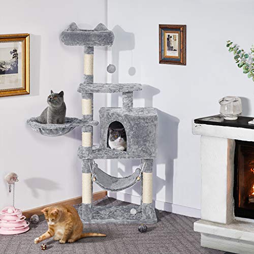 Yaheetech Árbol para Gatos Rascador Pequeño Torre de Escalada para Gato Poste Arañar 138,5cm