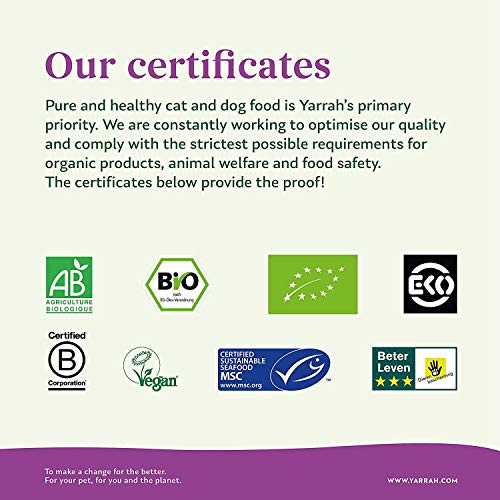 Yarrah Alimento Orgánico para Perros Adultos - 2 kg - para Razas Adultas Medianas y Grandes - Sin Aditivos Artificiales, Pesticidas ni OGM - Croquetas con Pollo, Pescado MSC, Guisantes y Baobab