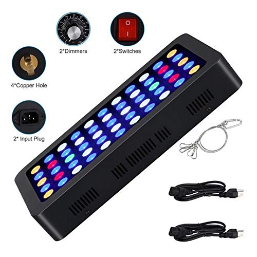 YEZIO Calentador de Mascotas Crecimiento de Las Plantas del Acuario Acuario de iluminación LED Marinos pecera Luces LED de luz de 165W Coral acuática Caso Negro Luz regulación Manual