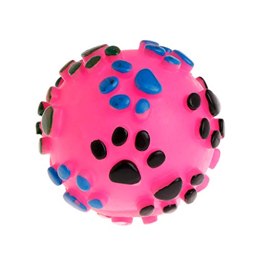 YFairy Juguete para perros – 1 unidad, juguete para mascotas pelota de goma suave huellas de pies jugar interactivas perros gatos masaje chirriante molar morder