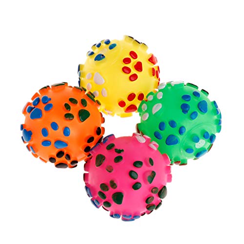 YFairy Juguete para perros – 1 unidad, juguete para mascotas pelota de goma suave huellas de pies jugar interactivas perros gatos masaje chirriante molar morder