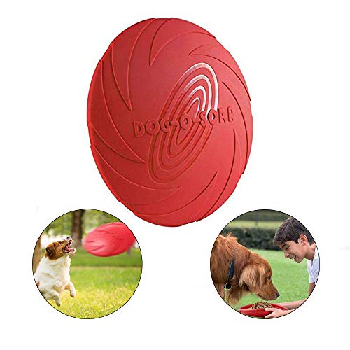 YFOX Frisbee Juguete de Perro de Goma Natural Flotante (Rojo)
