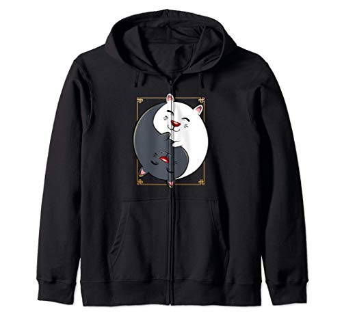 Ying Yang Gatos Zen Animal Gatito Mascota Yoga Espiritual Sudadera con Capucha