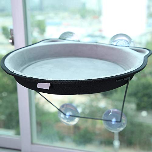 Yissone Gato Hamaca Ventana Cama Colgante con Ventosa Casa Nido para Mascotas Alféizar de La Ventana Percha para Dormir Gatito Asiento Soleado (Gris)