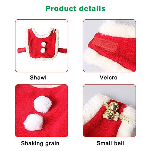 yizeda Disfraz de gato de Navidad, capa de Papá Noel, disfraz de Navidad con campanas, con un bonito sombrero de Navidad, un conjunto de dulces regalos para perros y gatitos (S)