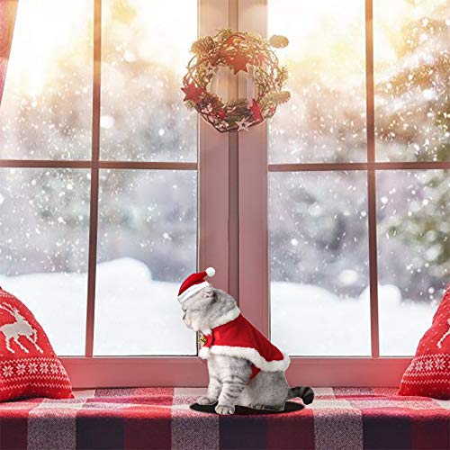 yizeda Disfraz de gato de Navidad, capa de Papá Noel, disfraz de Navidad con campanas, con un bonito sombrero de Navidad, un conjunto de dulces regalos para perros y gatitos (S)