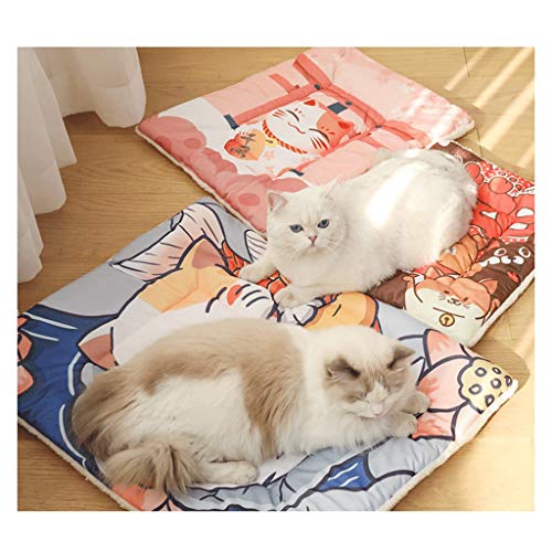 YKW Manta Estera del Gato Mascota Engrosamiento del Perro casero del edredón Nido Mat Cuatro Estaciones Universal Aire Acondicionado Mat Caliente (Color : Light Blue, Size : 21.65 * 16.53in)