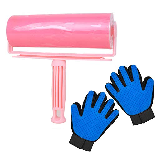 Yolistar Quitapelos y Rodillos Reutilizable + 1 par de Guantes de Masaje para Perros/Gatos, Gel de Sílice Lavable Rodillo de Pelo para Mascotas y Mascota Cabello Agente de Mudanzas Guantes