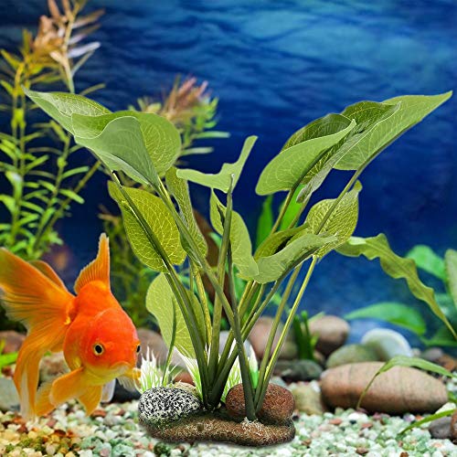 YOUTHINK Tanque de Peces Decoraciones de Plantas Acuario de Resina Sintética Simulación Vívida Artificial Plantas de Agua de Roca para Acuario Paisaje Realista Planta Falsa(Verde)