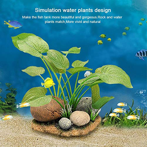 YOUTHINK Tanque de Peces Decoraciones de Plantas Acuario de Resina Sintética Simulación Vívida Artificial Plantas de Agua de Roca para Acuario Paisaje Realista Planta Falsa(Verde)