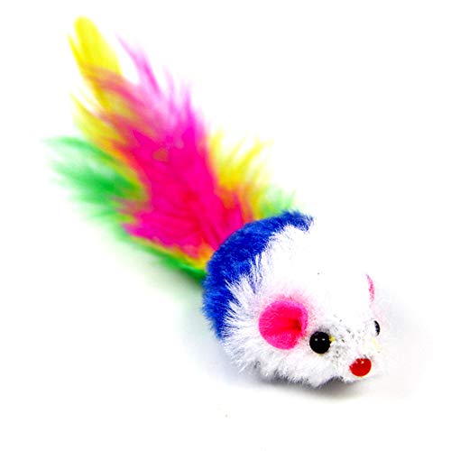 YSYDE Suministros para Mascotas Juguete para Gatos Peluche Ratoncito Plumas de Colores Cachorro Gato Gato Divertido Juguete