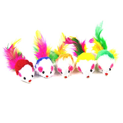 YSYDE Suministros para Mascotas Juguete para Gatos Peluche Ratoncito Plumas de Colores Cachorro Gato Gato Divertido Juguete