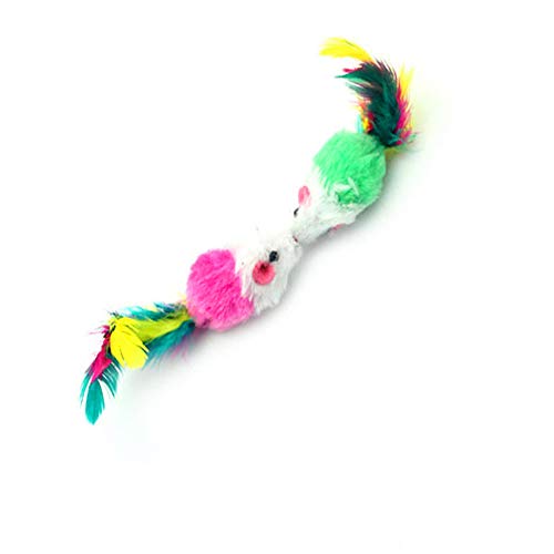 YSYDE Suministros para Mascotas Juguete para Gatos Peluche Ratoncito Plumas de Colores Cachorro Gato Gato Divertido Juguete