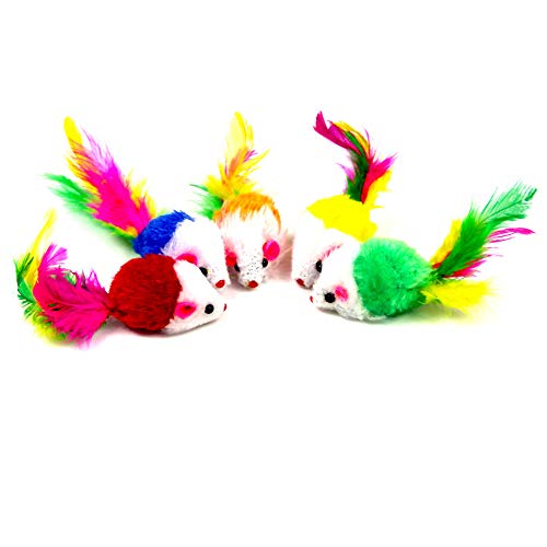 YSYDE Suministros para Mascotas Juguete para Gatos Peluche Ratoncito Plumas de Colores Cachorro Gato Gato Divertido Juguete