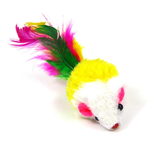 YSYDE Suministros para Mascotas Juguete para Gatos Peluche Ratoncito Plumas de Colores Cachorro Gato Gato Divertido Juguete