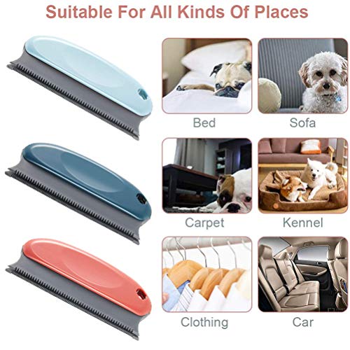YUESEN Pet Hair Remover 3 Pcs Quitapelos para Mascotas, Cepillo Reutilizable Lavable del Removedor del Pelo del Animal Doméstico para el Sofá de la Ropa de la Alfombra(Rojo y Azul, Azul Marino)