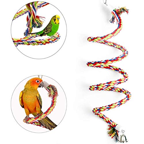 YUIP Bird Bungee Cuerda De Algodón Cuerda De Pie En Espiral, Cuerda De Algodón De Escalada De Loro, Cuerda De Juguete De Loro, Adecuada para Juguetes De Loro