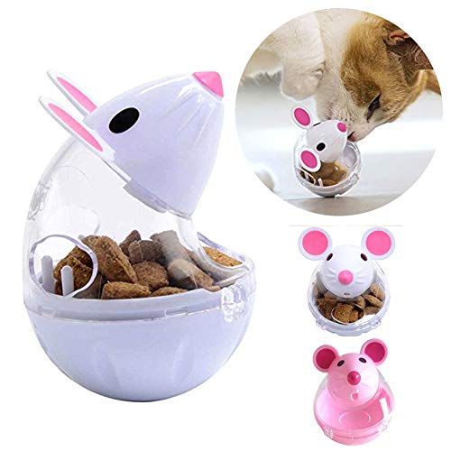 Yunnuopromi - Dispensador de alimentos para mascotas, gato y ratón, color blanco
