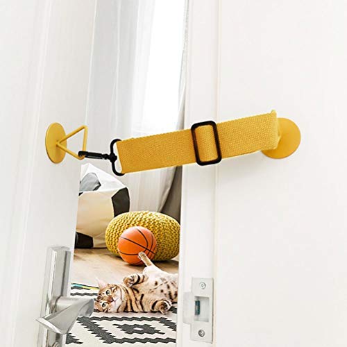 Yunobi Door Buddy Correa ajustable para puerta y pestillo, sin perforaciones, correa para puerta de perro y gato, correa de liberación rápida para una cómoda entrada de gato y perro