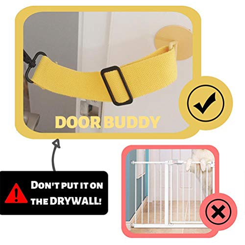 Yunobi Door Buddy Correa ajustable para puerta y pestillo, sin perforaciones, correa para puerta de perro y gato, correa de liberación rápida para una cómoda entrada de gato y perro