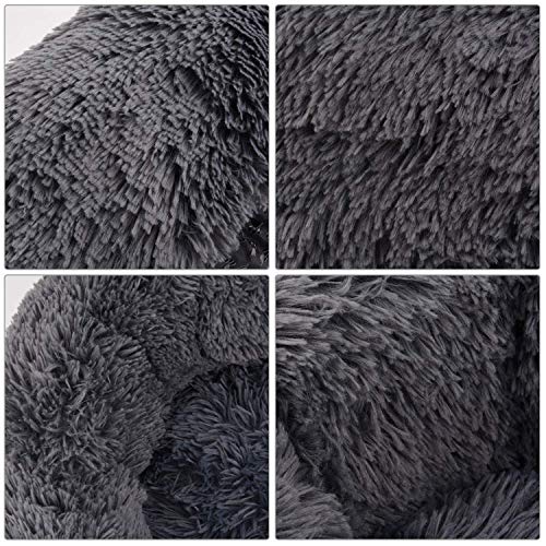 YUPPIE TONE Cama para mascotas y gatos, mullida/cama para perros, de invierno, suave, cálida, redonda, para perro, gato, lavable, color gris oscuro, 70 cm