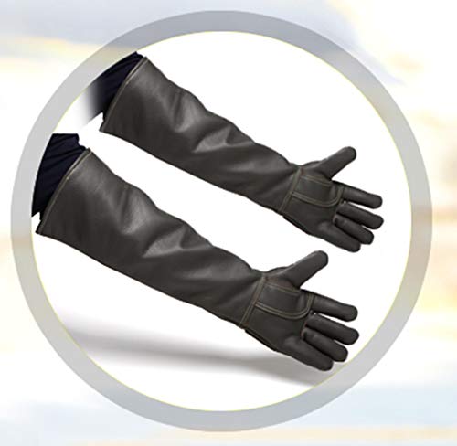 Yx-outdoor Mascotas Guantes Anti mordidas, Entrenamiento y Lavado de Mascotas Piel de Vacuno de Doble Capa Engrosada y Alargada Guantes de jardinería y Animales, 60 cm / 23,6 Pulgadas