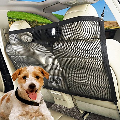 Yzki Red de seguridad universal para mascotas para coche, red de seguridad para coche, protección de malla para perros, gatos, cachorros, 115 x 62 cm (negro)
