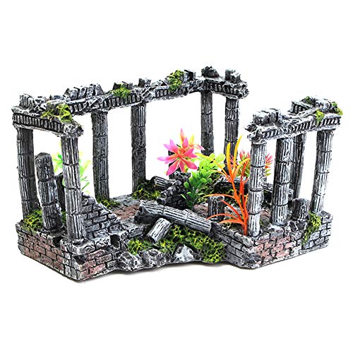 ZAAQ Decoración de Acuario Adorno Palacio Artificial Ruinas Pecera Antigua Columna Romana Castillo Europeo Ornamento Reptil Caja Paisaje