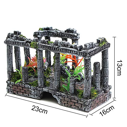 ZAAQ Decoración de Acuario Adorno Palacio Artificial Ruinas Pecera Antigua Columna Romana Castillo Europeo Ornamento Reptil Caja Paisaje
