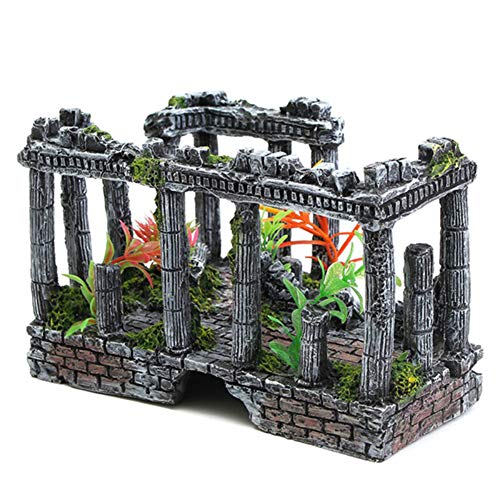ZAAQ Decoración de Acuario Adorno Palacio Artificial Ruinas Pecera Antigua Columna Romana Castillo Europeo Ornamento Reptil Caja Paisaje