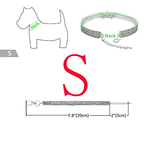 Zeagro Collar para mascota, cachorro, gato, collar elástico con diamantes de imitación, collar para gatos pequeños (S-blanco)