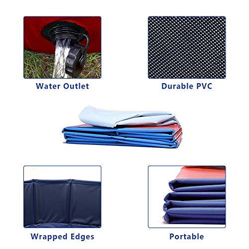ZEHNHASE Piscina para Mascotas Plegable, PVC Antideslizante y Resistente al Desgaste Piscina para Perros, Adecuado para Niños/Mascotas Perros (L:120x30CM)
