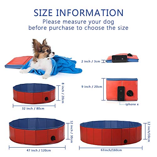ZEHNHASE Piscina para Mascotas Plegable, PVC Antideslizante y Resistente al Desgaste Piscina para Perros, Adecuado para Niños/Mascotas Perros (L:120x30CM)